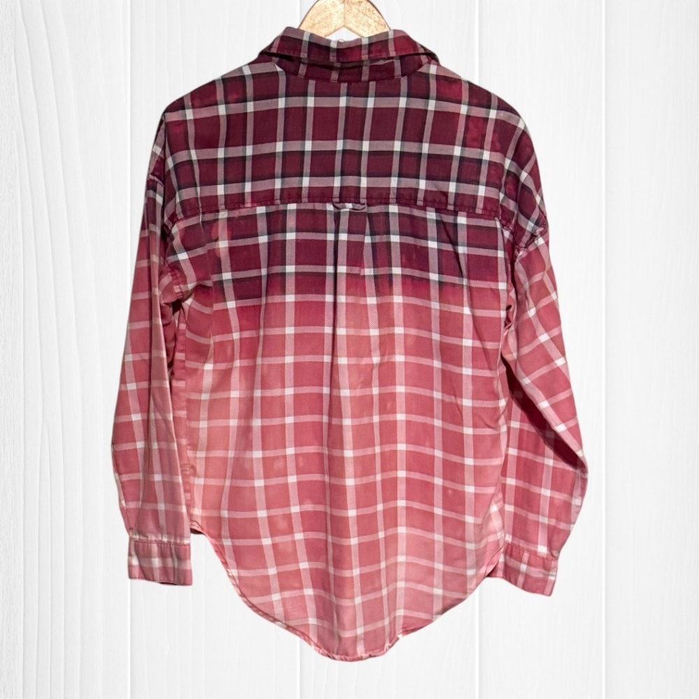 Brandy Melville Upcycled Hand Distressed Long Sleeve Flannel Shirt - Picture 3 of 11